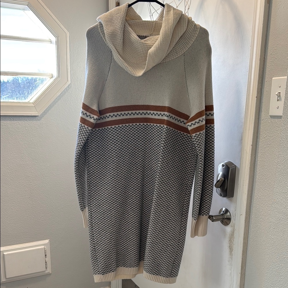 Cozy Knit Cowl Neck Sweater Dress